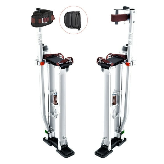 VEVOR Drywall Stilts, 24''-40'' Adjustable Aluminum Tool Stilts with Protective Knee Pads, Durable and Non-slip Work Stilts for Sheetrock Painting, Walking, Taping, Silver