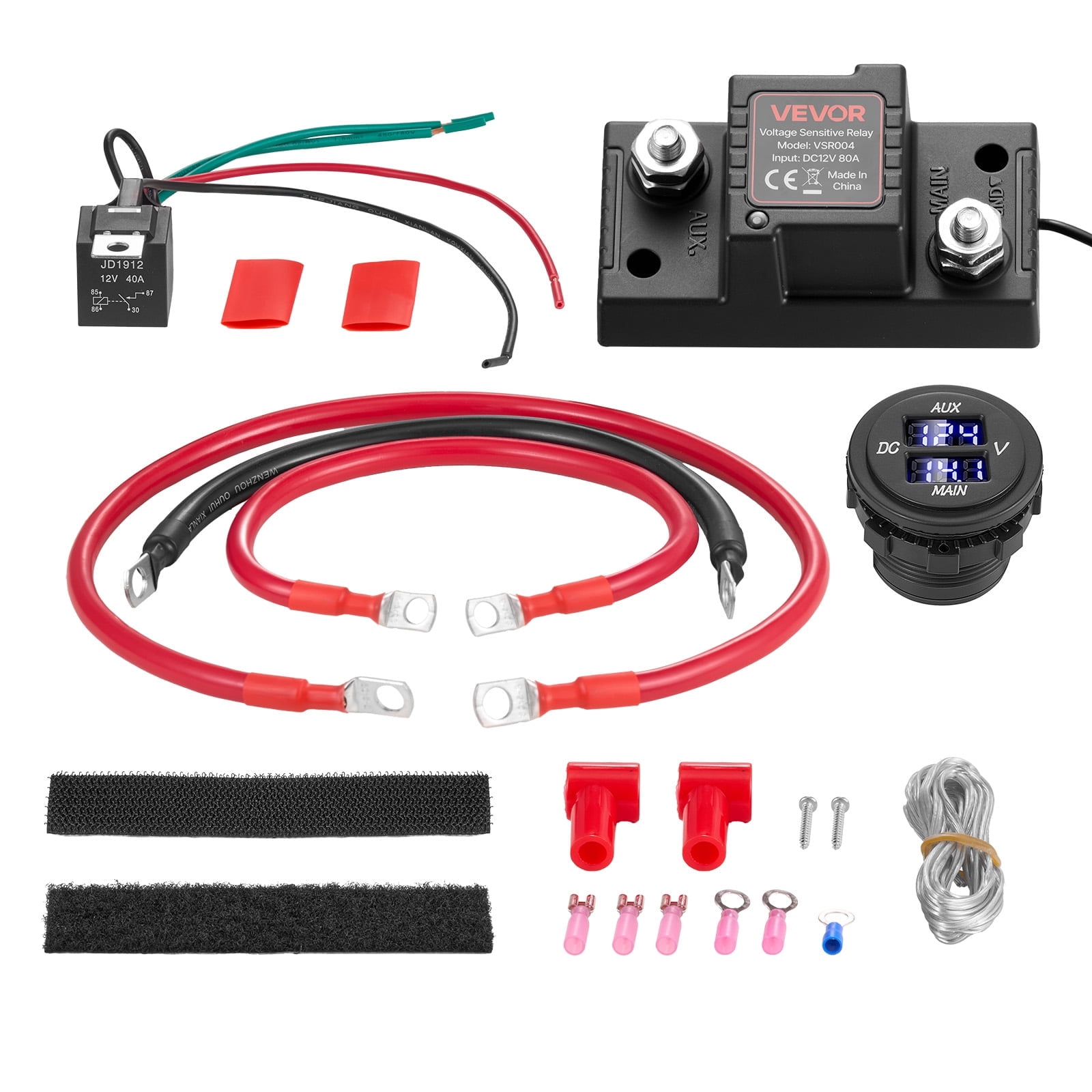 VEVOR Dual Battery Isolator Kit, 12V 80 Amp, Manual and Automatic VSR Voltage Sensitive Relay with Voltmeter, LCD Screen, Smart Battery Isolator, Compatible with Lead-Acid Batteries, for UTV, ATV