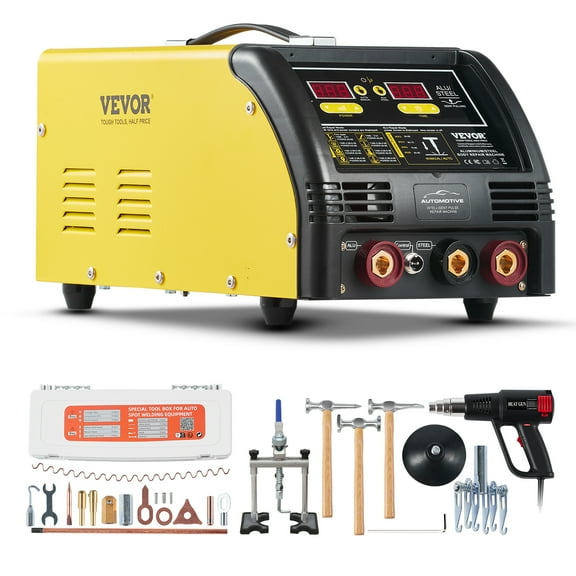 VEVOR Dual Pro Stud Welder Deluxe AL/Fe Dent Repair Kit,Professional 5KW Welder with Auto/Manual Welding and 10 Modes,110V Spot Welding Dent Repair Machine for Steel&Aluminum Auto Panels Repair
