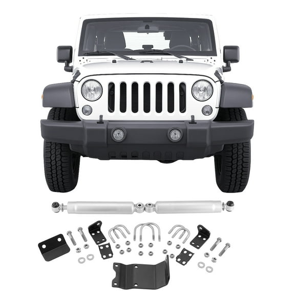 VEVOR Dual Steering Stabilizer, for 2007-2018 Jeep Wrangler JK, Dual Steering Stabilizer Kit Fits with 2 Inches of Suspension Lift or Higher, Enhanced Control & Reduced Vibration, Easy Installation