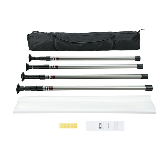 VEVOR Dust Barrier Poles, 12 Ft Dust Barrier System with 4 Telescoping Poles, 32.8x13.12 Ft Plastic Film, and Carry Bag, for Interior Decoration and Painting Projects