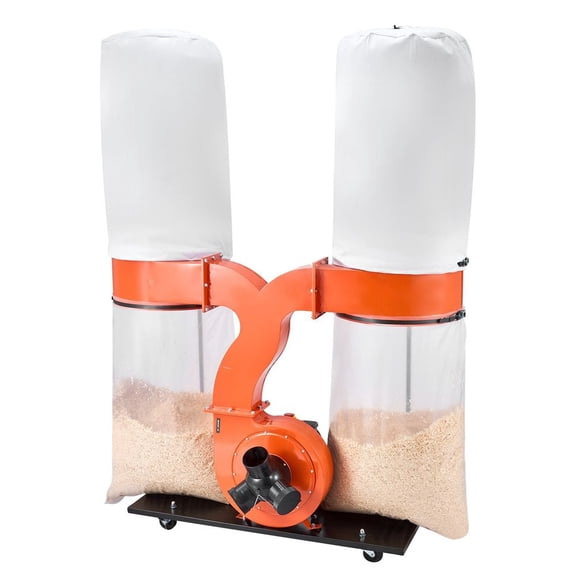 Dust Collector, 1550 CFM 2.5 Micron Vortex Cone Dust Collectors, 3.0HP Sawdust Collection System with Two 35-Gallon Dusts Collector Bags & Two 42-Gallon Filter Bags, 3400 RPM, Non-Woven Fabric