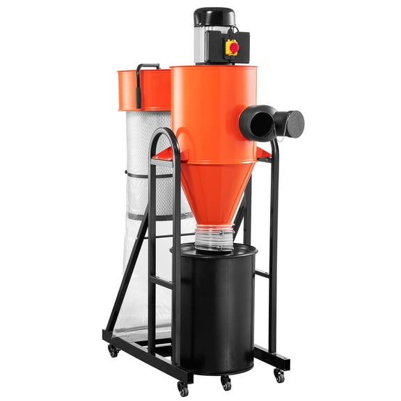 VEVOR Dust Collector, 763 CFM 1 Micron Cyclone Dust Collector, 1.5HP Dusts Collection System with 12.5-Gallon Dust Collector Bag & Base Stand, Smart Cyclone Separation,Dusts Separator for Woodworking