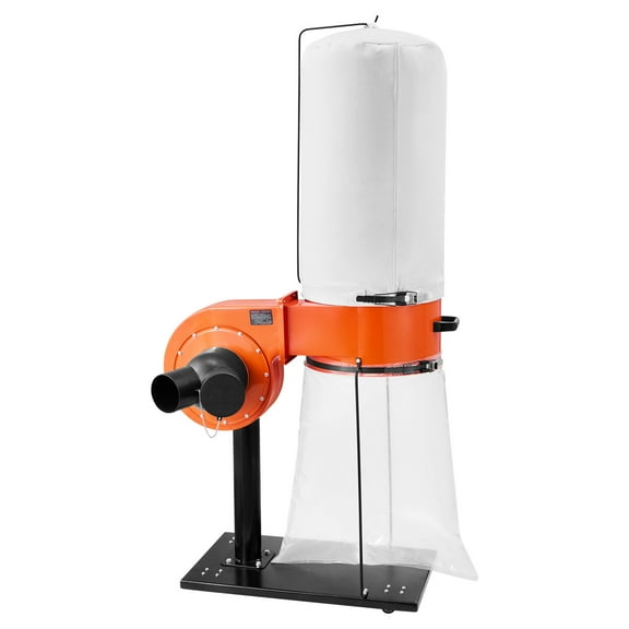 VEVOR Dust Collector, 800 CFM 2.5 Micron Vortex Cone Dust Collectors, 1HP Sawdust Collection System with 16-Gallon Large Capacity Dusts Collector Bag, Filter Bag, and Casters, 3400 RPM High Speed