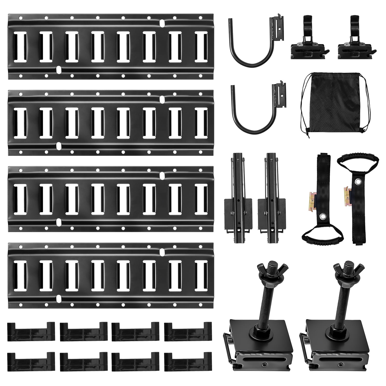 Tire Locating Rails VEVOR E-Track Tie-Down Rail Kit, 4 Pack 1.3 ft E Track Rails, 2 U ...