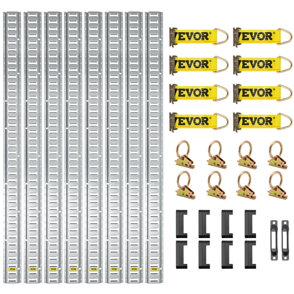 Single Slot Rails VEVOR, E-Track Tie-Down Rail Kit, 5ft Set 34pcs, Heavy-Duty Steel ...