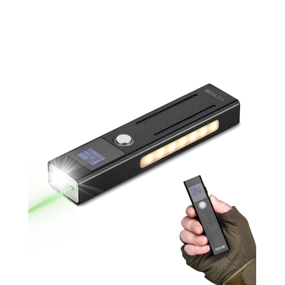 VEVOR EDC Flat Flashlight, 3-in-1 High Lumens LED Flashlight with Green Beam, IPX4 Waterproof Rechargeable Flash Light for Office Presentation, Hiking, Camping, Emergencies, Lightweight & Portable