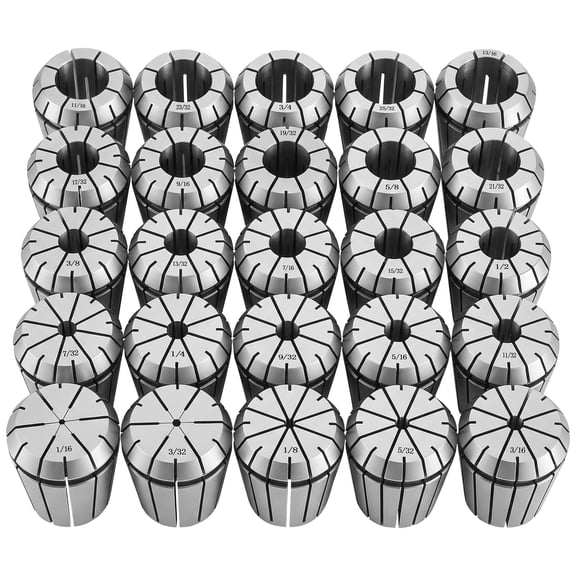 VEVOR ER32 Collet Set 1/16"-13/16" 25 Piece ER32 Spring Collet Chuck Set, for Milling Machines & Drill Presses, 0.0008" TIR High Concentricity, Precision Lathe Chuck Tool with Storage Box,Alloy Steel