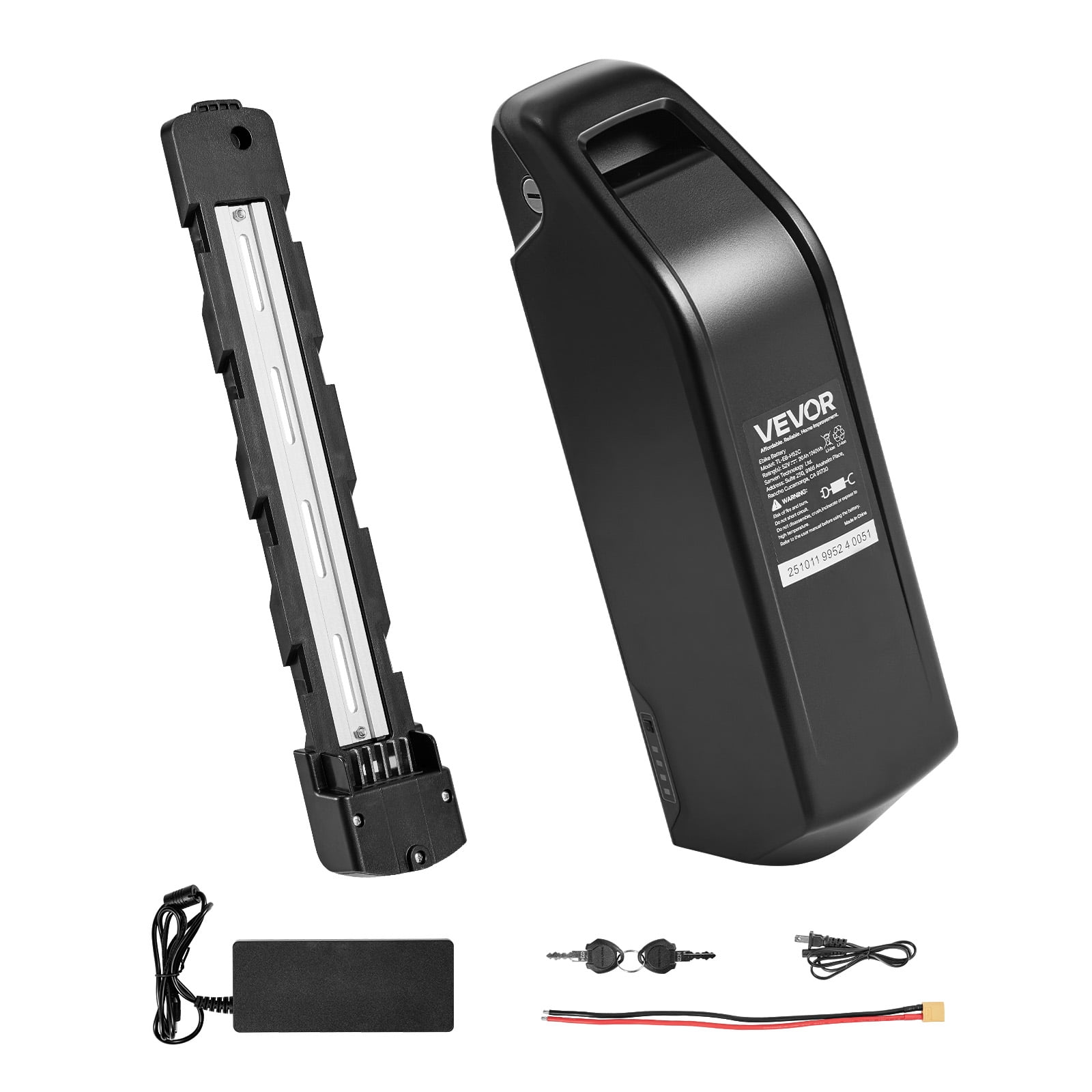 VEVOR Ebike Battery, 48V 20Ah Electric Bike Lithium Battery Pack with BMS, USB Charge Port, 3A Charger & Lock for 1500W E-Bike Motor, Detachable Electric Bicycle Replacement Kit with Discharge Socket