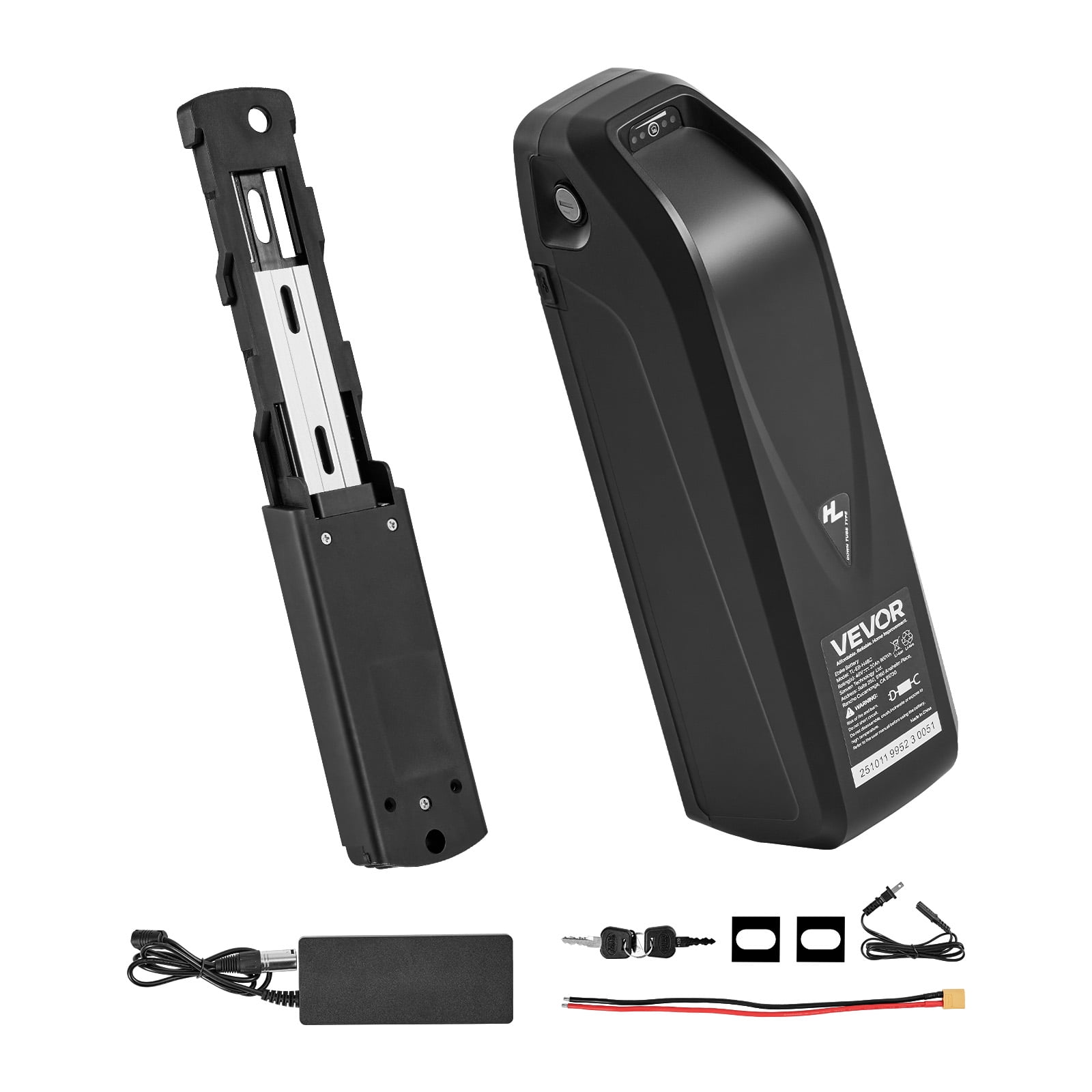 VEVOR Ebike Battery, 52V 20Ah Electric Bike Lithium Battery Pack with BMS, 3A Charger and Lock for 1500W E-Bike Motor, Detachable Electric Bicycle Replacement Kit with Indicator & Discharge Socket