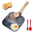 thumbnail image 1 of VEVOR Egg Pan, 4-Cup Nonstick Egg Frying Pan, Aluminum Breakfast Omelette Skillet for Pancakes, Hamburgers, Sandwiches, with Lid, Oil Brush, Scraper, Compatible with Gas Stove & Induction Cookware, 1 of 9