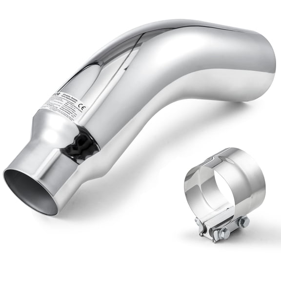 VEVOR Elbow Exhaust Tip, 4 Inch Inlet, 6 Inch Outlet, 23 in Overall Length, Chrome Turn Down Exhaust Tip with Clamp for Truck, Sedan, Sports Car, SUV, Chrome Structure for High Temperature Resistance