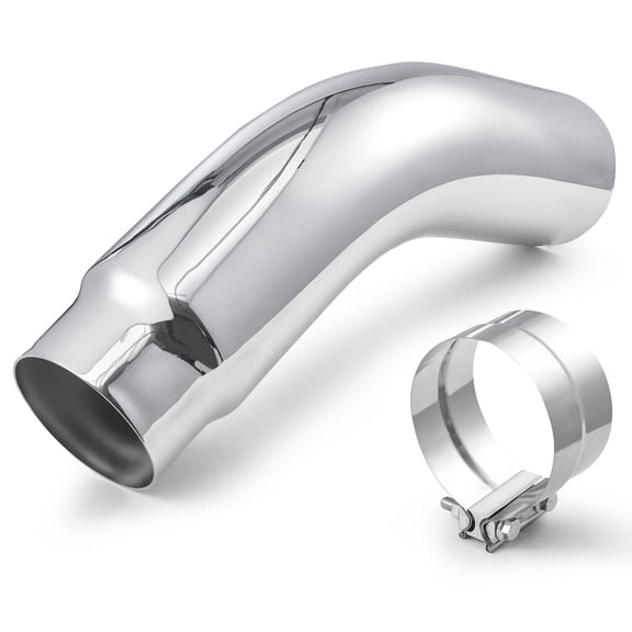 VEVOR Elbow Exhaust Tip, 5 Inch Inlet, 6 Inch Outlet, 23 in Overall Length, Chrome Turn Down Exhaust Tip with Clamp for Truck, Sedan, Sports Car, SUV, Chrome Structure for High Temperature Resistance