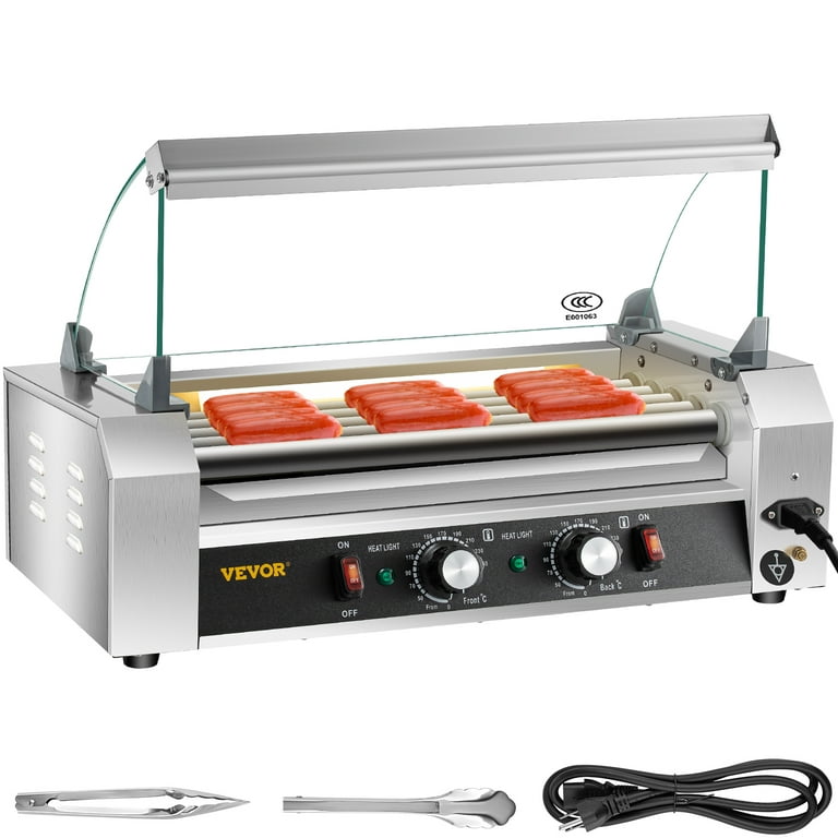 VEVOR Electric 12 Hot Dog 5 Rollers Grill Cooker Machine , 750W w/ Cover &  Dual Temp Control, Detachable Drip Tray -Commercial Grade $159.99