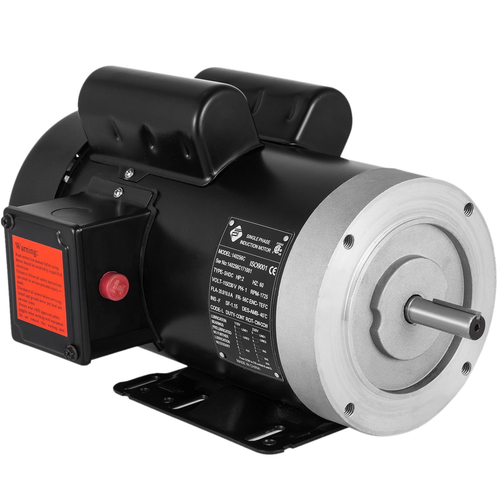 VEVOR Electric AC Motor, 2 Hp Air Compressor Motor 1725 Rpm Single