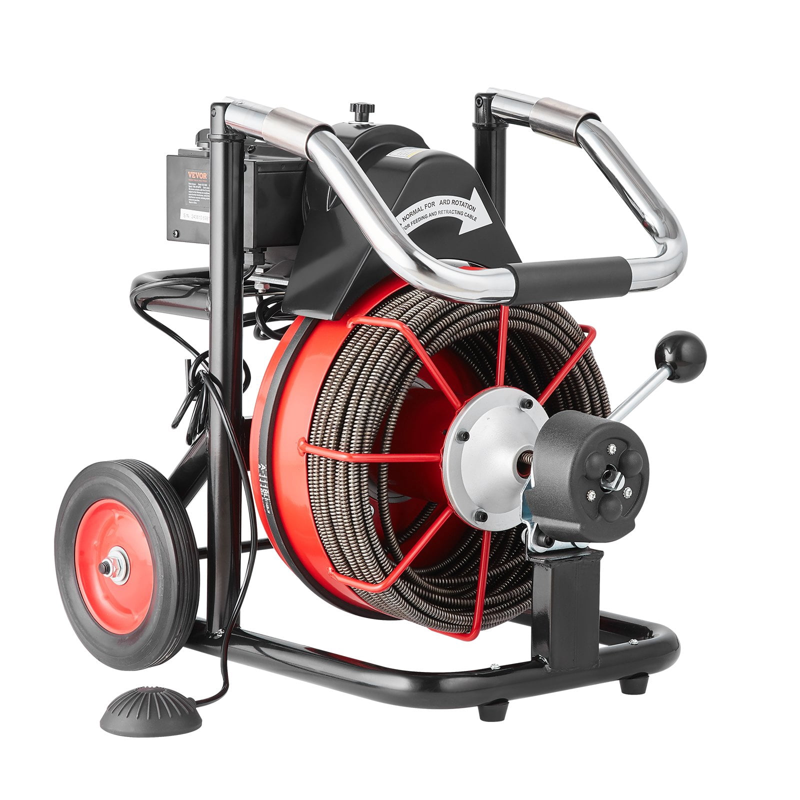 VEVOR Electric Drain Cleaner Machine, 100ft x 3/8" Auto-Feed Drain Auger