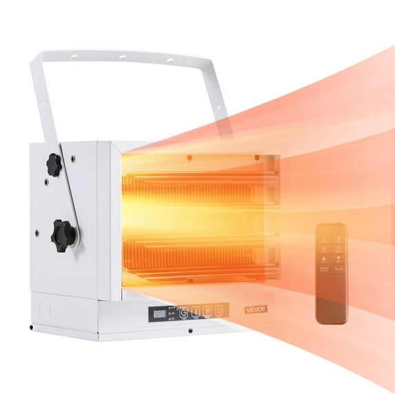 VEVOR Electric Garage Heater, 8500-Watt with Remote Control & 10 Hour Timer & Overheat Protection Wall/Ceiling Mounted Shop Heater, Commercial Fan-forced for Indoor Workshop Warehouse,240V White