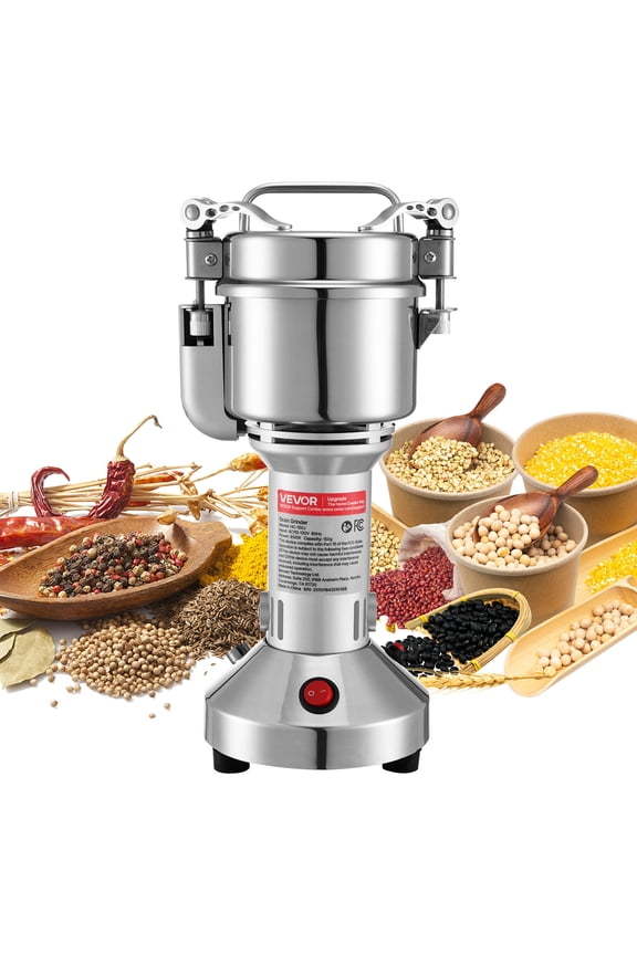 Electric Grain Mill Grinder, 0.3 lbs Commercial Spice Grinders, High Speed 850W Stainless Steel Pulverizer Powder Machine, for Dry Grains, Spices, Cereals, Coffee, Corn & Pepper, Straight Type