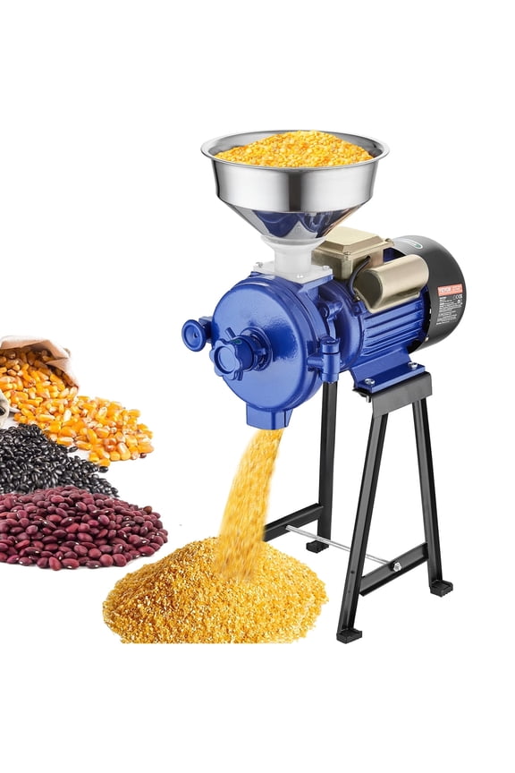 Electric Grain Mill Grinder, 3000W Spice Grinders, Commercial Corn Mill with Funnel, Thickness Adjustable Powder Machine, Heavy Duty Feed Flour Cereal Mill Wheat Grinders, Dry Grinder