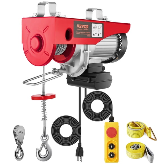 VEVOR Electric Hoist, 1320 lbs Lifting Capacity, 1150W 110V Electric Steel Wire Winch with 14ft Wired Remote Control, 40ft Single Cable Lifting Height & Pure Copper Motor, for Garage Warehouse Factor