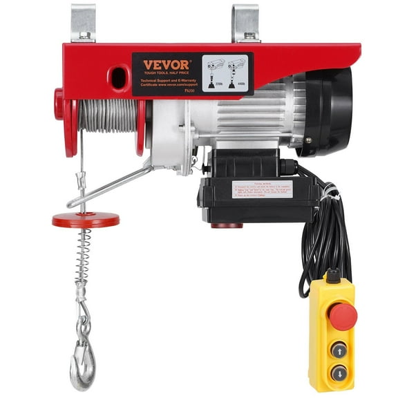 VEVOR Electric Hoist, 440 lbs 120V Electric Winch with 328 ft Wireless & 14 ft Wired Remote Control, 40 ft Single Cable Lifting Height, Single/Double Slings, Lift Hoist for Garage Warehouse Factory