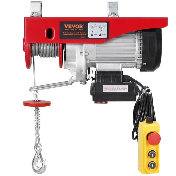 VEVOR Electric Hoist Crane Winch 1320 lbs 328 ft Wireless & 14 ft Wired Remote