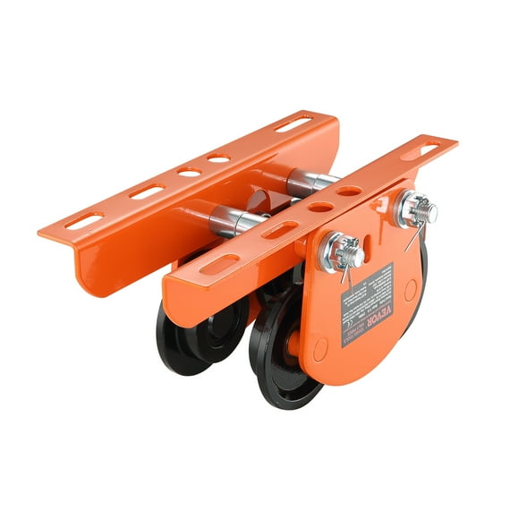VEVOR Electric Hoist Manual Trolley, 1100 lbs/0.5 Ton Capacity for PA200 PA250 PA300 PA400 PA500, Push Beam Trolley with Dual Wheels, 2.36"-4.72" Adjustable Flange Width for Straight Curved I Beam