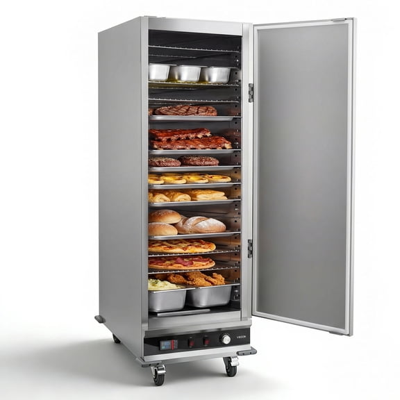 VEVOR Electric Hot Box Food Warmer, 16-Tier Commercial Warming Cabinet with Water Tray, Single-Door and Adjustable Shelves, Stainless Steel Food Warmer Cabinet, for Restaurant, Kitchen, Pizza,Chicken
