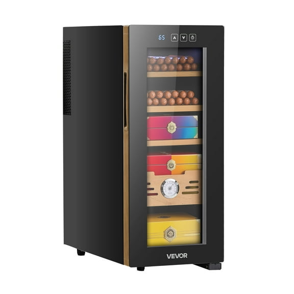 VEVOR Electric Humidor, 33L, 250 Counts Electric Cigar Humidor Cabinet with Cooling Temperature Control, Spanish Cedar Wood Shelves & Drawers, Mechanical Hygrometer, 4 Layers, Cooler for Household