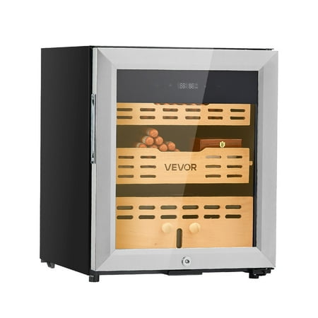 VEVOR Electric Humidor, 50L, 300 Counts Electric Cigar Humidor Cabinet with Compressor Cooling, Constant Humidity & Temperature Control, Spanish Cedar Wood Shelves & Drawers, 2 Layers, for Household