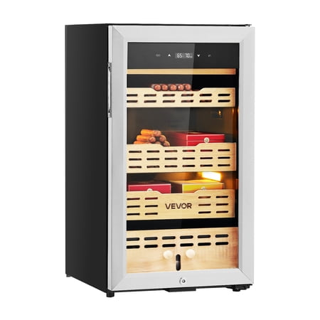 VEVOR Electric Humidor, 75L, 450 Counts Electric Cigar Humidor Cabinet with Compressor Cooling, Constant Humidity & Temperature Control,Spanish Cedar Wood Shelves & Drawers,4 Layers,for Household