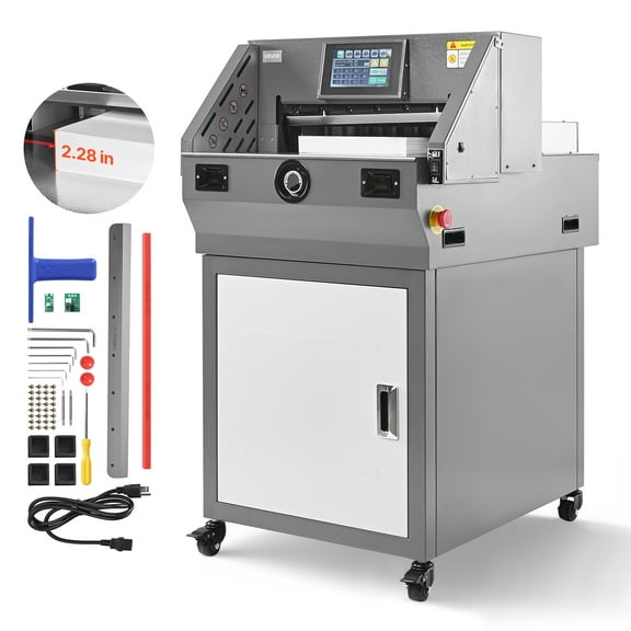 VEVOR Electric Paper Cutter, Metal Programmable Paper Cutter Machine, 17.99 inch Cutting Width, 2.28 inch Cutting Thickness, Electric Hydraulic Guillotine Trimmer with Infrared Function & Spare Blade