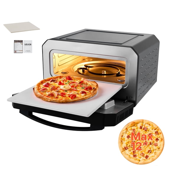 VEVOR Electric Pizza Oven,Smart Pizzas Maker Indoor with 5 Preset, 12-Inch Countertop Pizza Cooker w/ Touch Srceen, 750 Max Temp, 2-Min Rpaid Baking Oven Thin & Crispy, Neapolitan, Frozen, New York