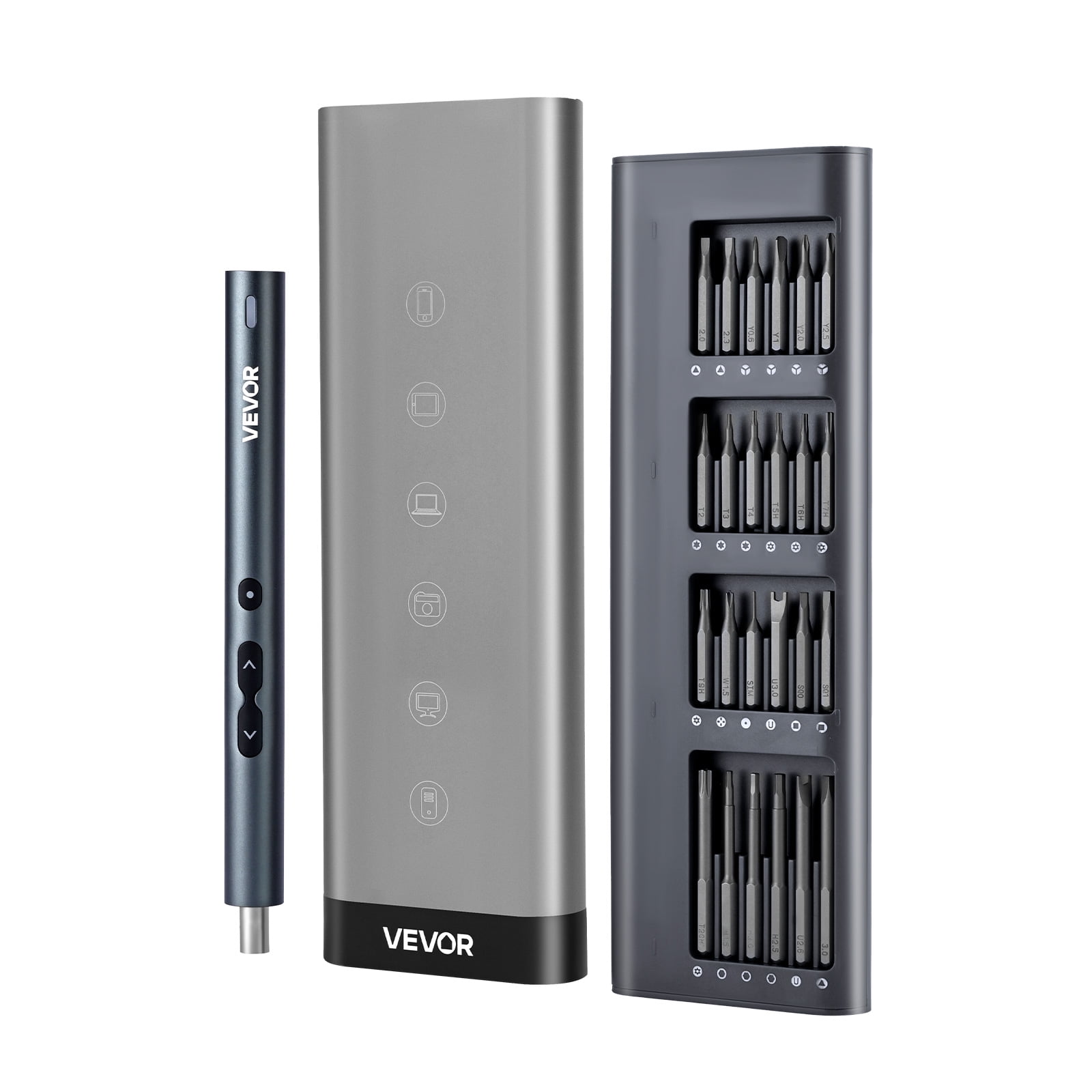 VEVOR Electric Precision Screwdriver Set, 48 Magnetic Bits, Mini Electric Screwdriver with Magnetic Storage Box, S2 Steel Bits, LED Light, Type-C Charging, for Phone, Laptop, and Electronics Repair