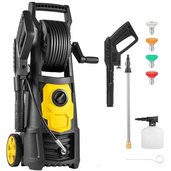 2000 PSI Portable Electric Pressure Washer with Hose Reel & Foam Cannon – High Power Cleaning for Cars, Driveways & Patios
