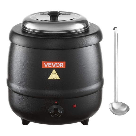 VEVOR Electric Soup Warmer, 10QT Commercial Soup Kettle with 304 Stainless Steel Detachable Insert Pot, 95~176F Adjustable Temperature, Soup Station for Restaurant and Big Family, Black