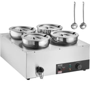 VEVOR Electric Soup Warmer, Four 7.4QT Stainless Steel Round Pot, 1500W Commercial Food Warmer, 86185 F Adjustable Temp, Bain Marie with Anti-Dry Burn and Reset Button, for Restaurant, Buffet
