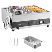 VEVOR Electric Soup Warmer, Two 6.34QT Pots & Three 1/3 Pans, Stainless Steel Commercial Food Warmer with 86185 F Adjustable Temp, 1500W Bain Marie, Soup Station for Restaurant, Buffet
