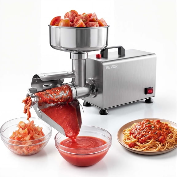 VEVOR Electric Tomato Strainer 250W Food Mill and Sauce Maker 200 lbs/H, Commercial Grade For Apple Sauce, Strawberry and Blueberry Jam, Stainless Steel Tomato Milling Press Machine, Large Hopper