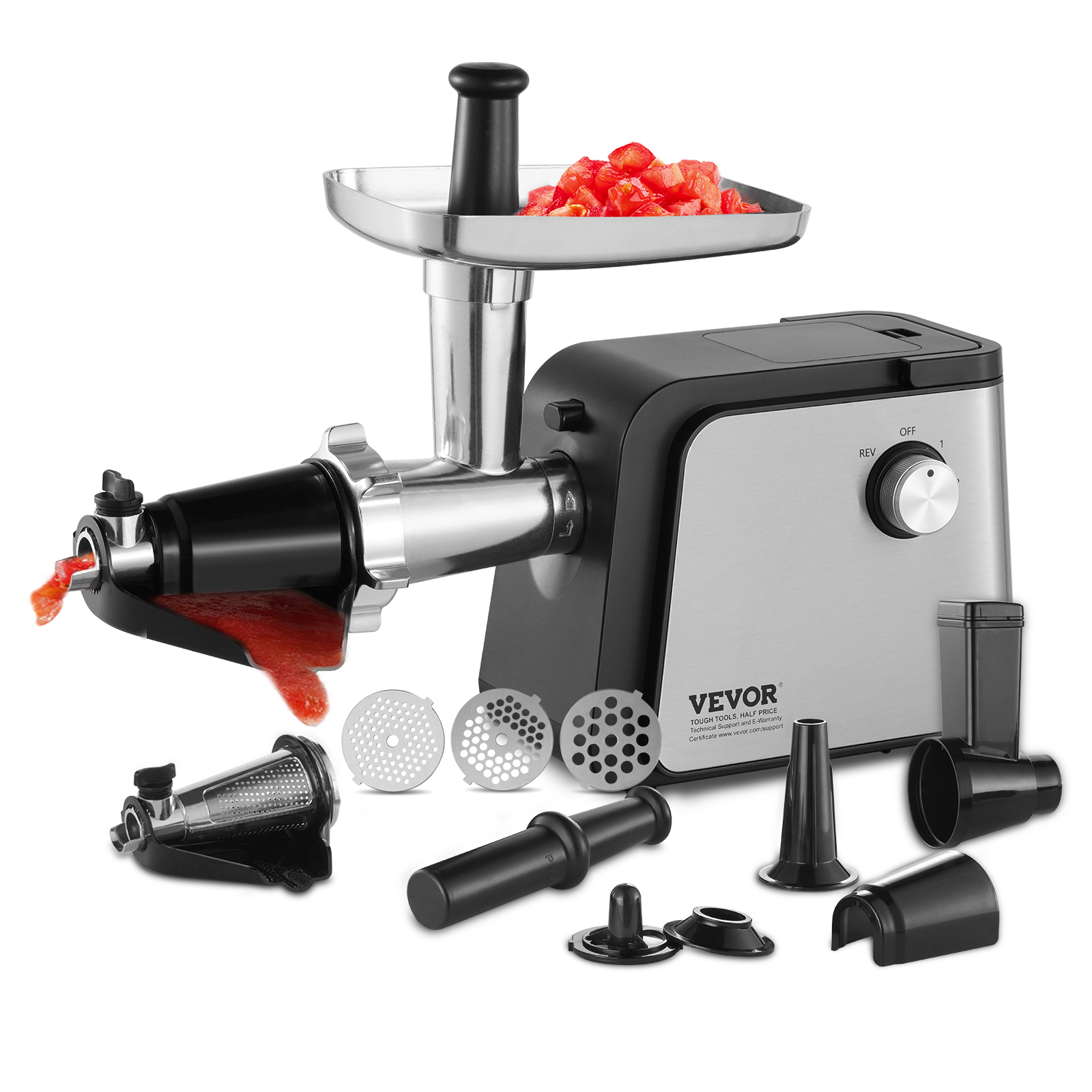 VEVOR Electric Tomato Strainer, 500W Tomato Sauce Maker Machine, 4.9 LBS/Min Food Strainer and Sauce Maker, Pure Copper Motor Food Mill with Reverse Function for Tomato Strawberry Blueberry Sauce