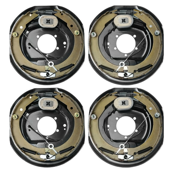 VEVOR Electric Trailer Brake Assembly, 12" x 2", 2 Pairs Self-Adjusting Electric Brakes Kit for 7000 lbs Axle, 5-Hole Mounting, Backing Plates for Braking System Part Replacement (2 Right + 2 Left)