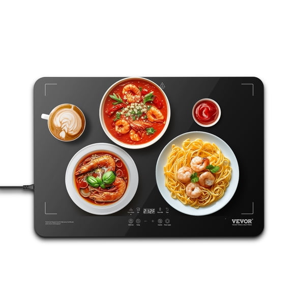 VEVOR Electric Warming Tray, Food Warming Trays for Buffet, Warming Trays with Adjustable Temperature Control, Portable Tempered Glass Food Warmer, Hot Plate Perfect for Parties, Catering, Holidays