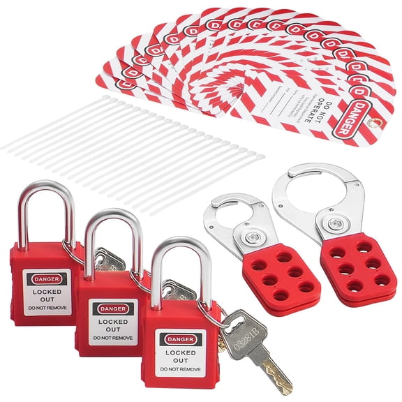 VEVOR Electrical Lockout Tagout Kit, 60 PCS Safety Lockout Tagout Station Includes Padlocks, Hasps, Tags, Nylon Ties, Expansion Kit, and Lockout Station Board, for Industrial, Electric Power,