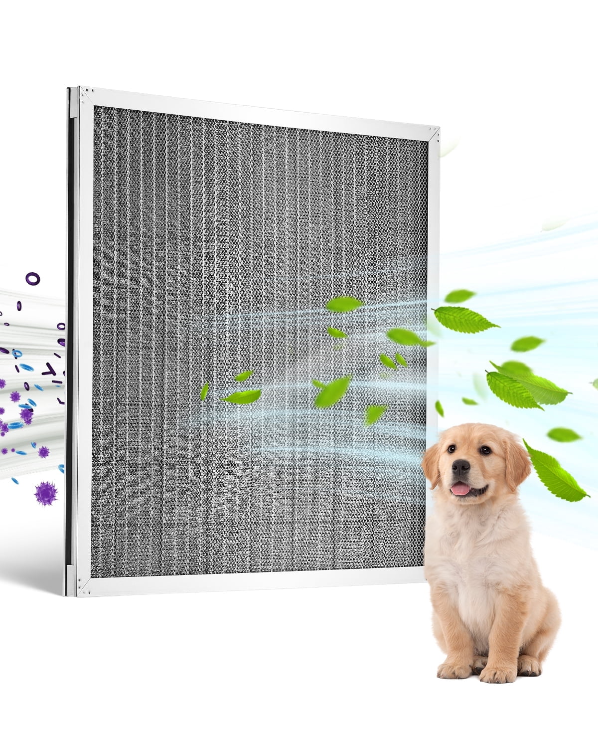 VEVOR Electrostatic Air Filter, 20x20x1 inch Washable & Reusable Aluminum AC/HVAC Furnace Filter, MERV 8 Long Lifetime, Home or Office (Actual Size: 19.75 x 19.75 x 0.82 in)