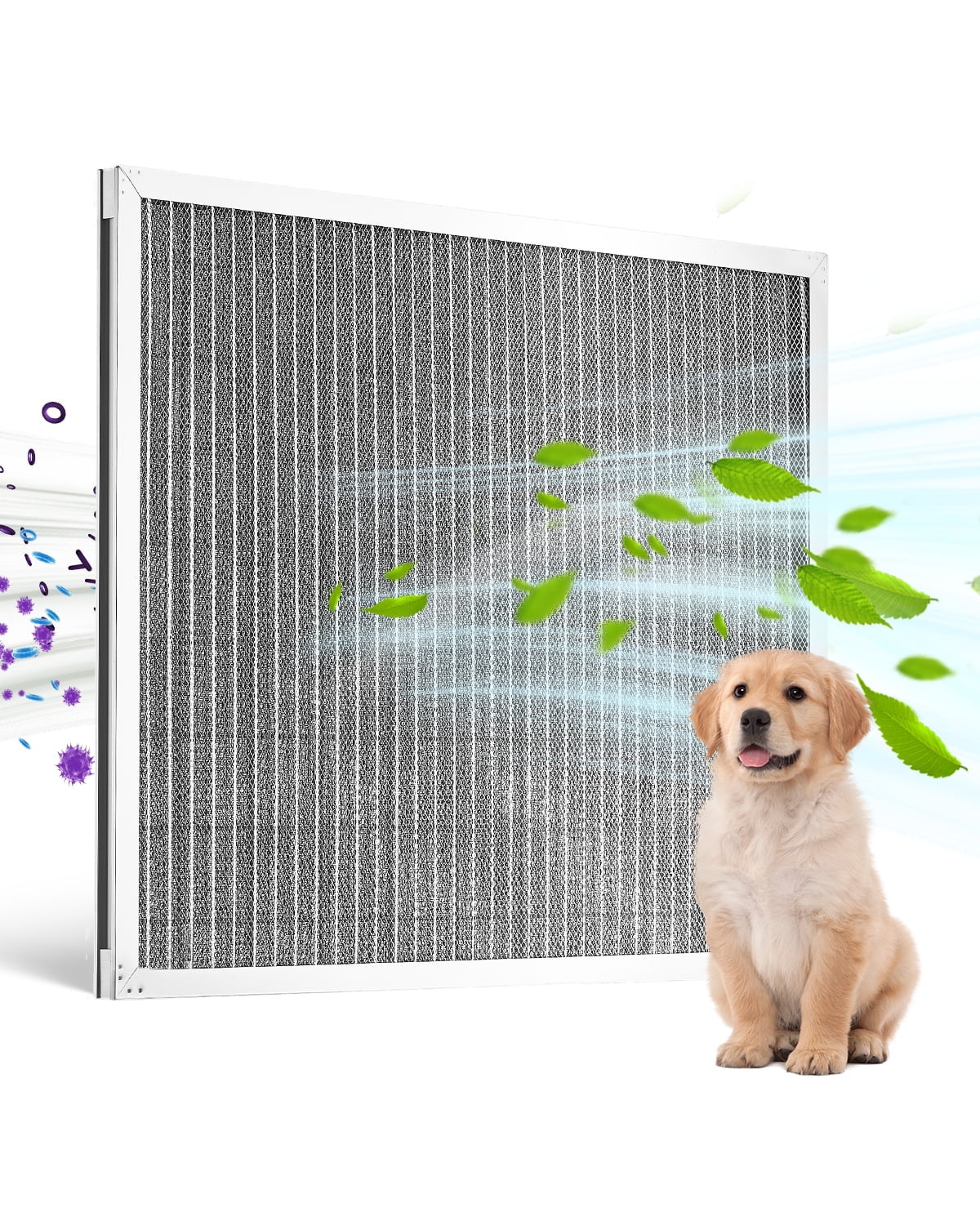 VEVOR Electrostatic Air Filter, 20x25x1 inch Washable & Reusable Aluminum AC/HVAC Furnace Filter, MERV 8 Long Lifetime, Home or Office (Actual Size: 19.75 x 24.65 x 0.82 in)