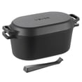 thumbnail image 1 of VEVOR Enameled Cast Iron Dutch Oven, 3.8 Quart Pot with Lid and Dual Handles, Heavy-Duty Durable Cookware Pan, Oven Induction Compatible up to 500℉, for Braising,Stews,Roasting,Bread Baking,Black, 1 of 7