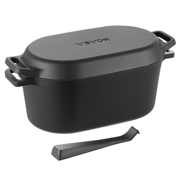 VEVOR Enameled Cast Iron Dutch Oven, 3.5 Quart Pot with Lid and Dual Handles, Heavy-Duty Durable Cookware Pan, Oven Induction Compatible up to 500, for Braising,Stews,Roasting,Bread Baking,Black