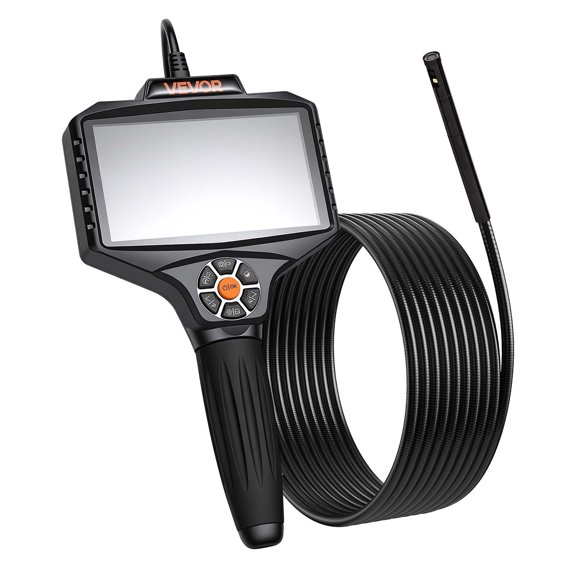 VEVOR Endoscope with Light, 360 View Coverage Industrial Borescope Inspection Camera with Rotating Probe, 1080P HD Rigid Snake Scope Cam for Wall Automotive Engine Inspect-16.4FT