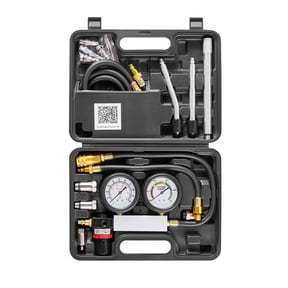 VEVOR Engine Cylinder Compression Tester Kit, Pressure Gauge Range of 0-100 PSI, Automotive Leak Down Tester Kit with 4 Adapters, 2 Metal Tubes, Pressure Check & Leakage Rate Test on Cars, Motorcycle