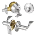 thumbnail image 1 of VEVOR Entry Door Locksets with Deadbolt, 5 Pack Satin Nickel Entry Lever and Single Cylinder Deadbolt, Keyed Alike Combo Pack, Fit for 1-3/8" to 1-3/4" Door Thickness, for Entrance and Front Door, 1 of 9